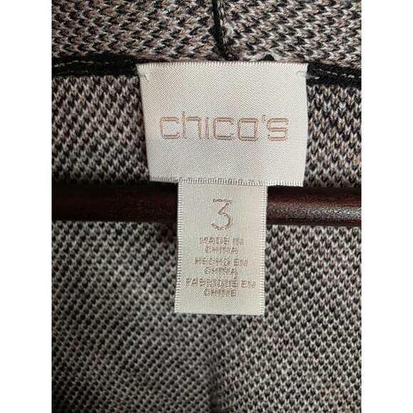 Chicos Zebra Print Open Front Cardigan Vest Size 3 XL Faux Leather Trim - Picture 3 of 16